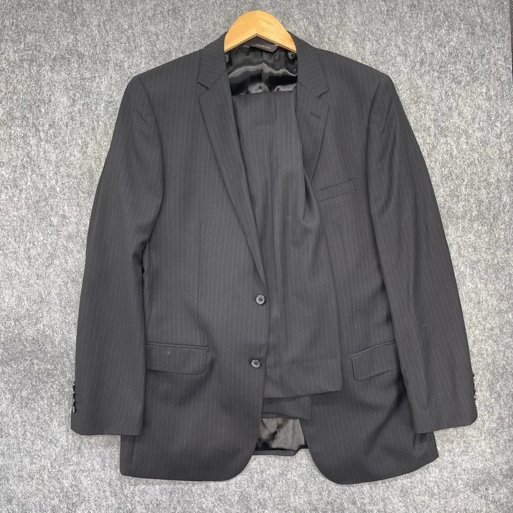 Giorgio by Giorgio Cosani Suit Mens 42L 34W Black Wool Cashmere Blazer Pants